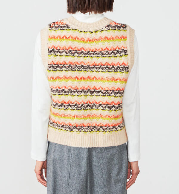 LE GLAZIK「LE GLAZIK | ジャカード クルーネックニットベスト WOMEN」|ニット・セーター|