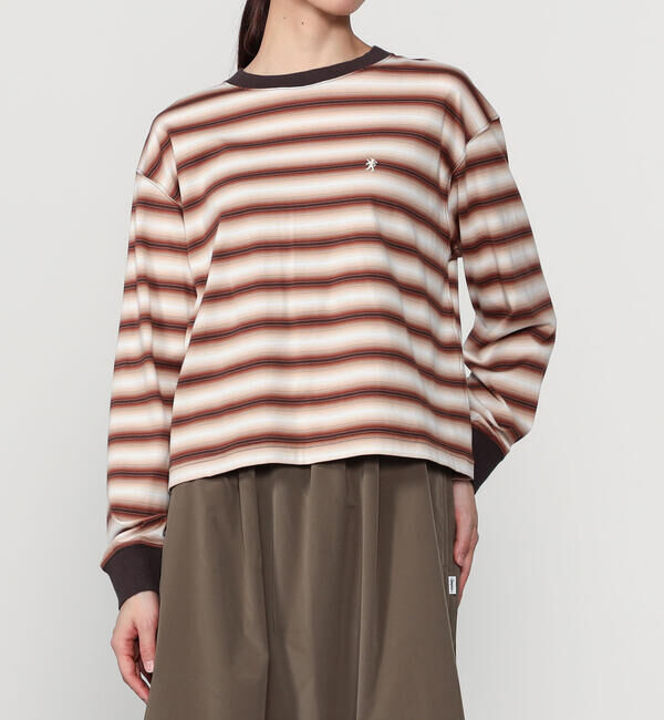 GYMPHLEX「Gymphlex | オンブレボーダー クルーネック長袖Tシャツ WOMEN」|Tシャツ・カットソー|