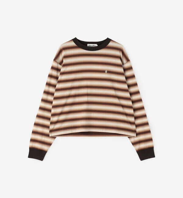 GYMPHLEX「Gymphlex | オンブレボーダー クルーネック長袖Tシャツ WOMEN」|Tシャツ・カットソー|