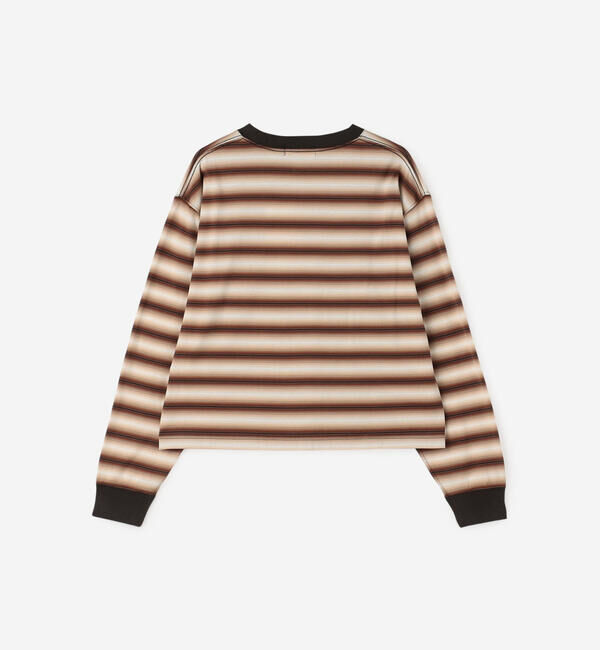 GYMPHLEX「Gymphlex | オンブレボーダー クルーネック長袖Tシャツ WOMEN」|Tシャツ・カットソー|