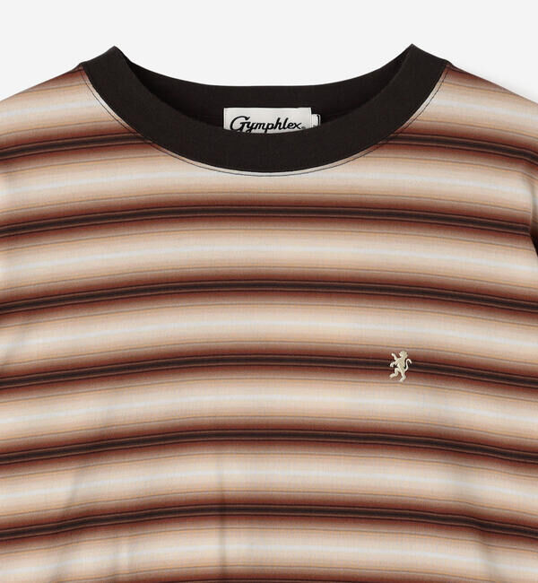 GYMPHLEX「Gymphlex | オンブレボーダー クルーネック長袖Tシャツ WOMEN」|Tシャツ・カットソー|