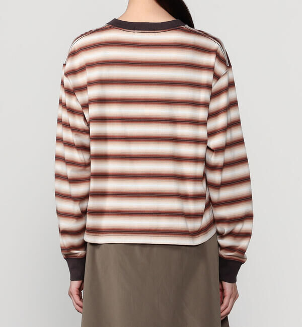 GYMPHLEX「Gymphlex | オンブレボーダー クルーネック長袖Tシャツ WOMEN」|Tシャツ・カットソー|