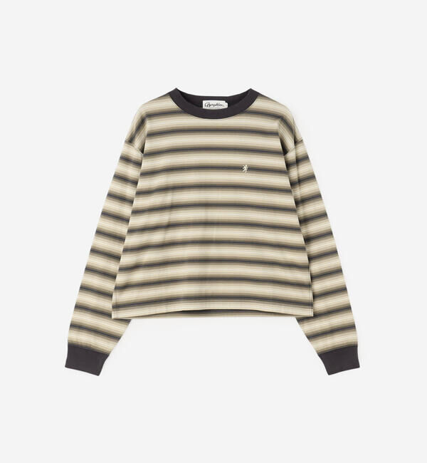 GYMPHLEX「Gymphlex | オンブレボーダー クルーネック長袖Tシャツ WOMEN」|Tシャツ・カットソー|GREEN系1