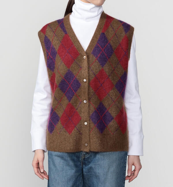 「THE SHINZONE | ARGYLE KNIT VEST WOMEN」|ベスト・ジレ|BROWN系1