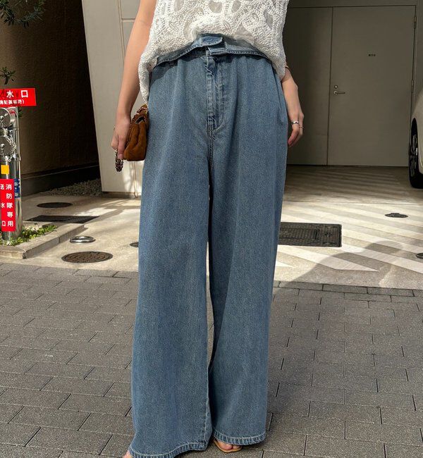  「ウエスト折り返しギャザーデニム」|デニム|