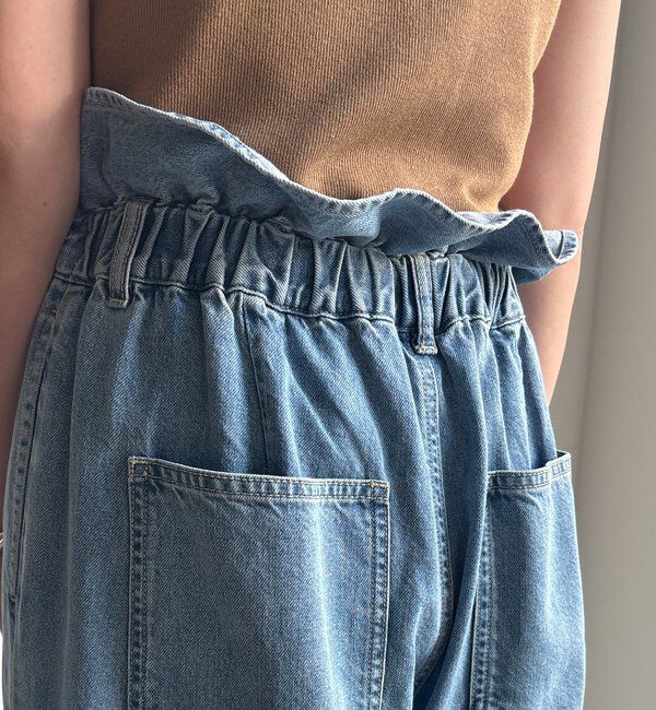  「ウエスト折り返しギャザーデニム」|デニム|