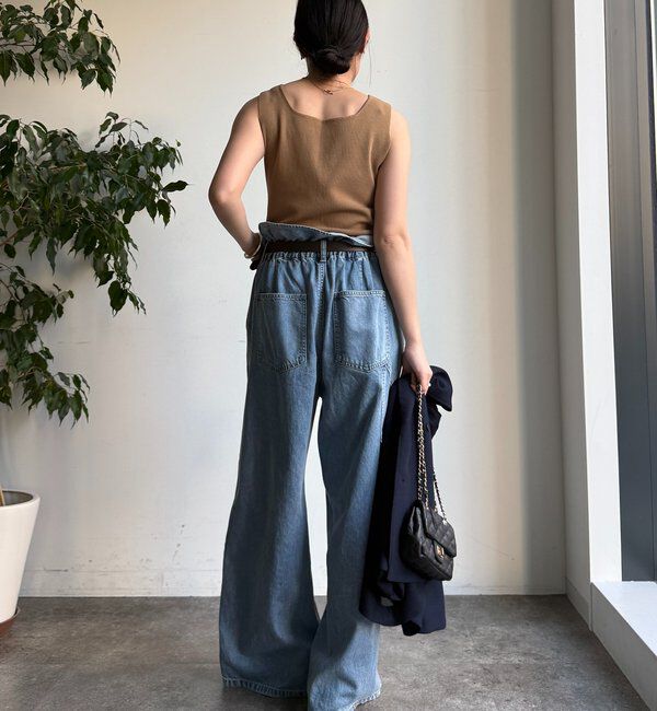  「ウエスト折り返しギャザーデニム」|デニム|