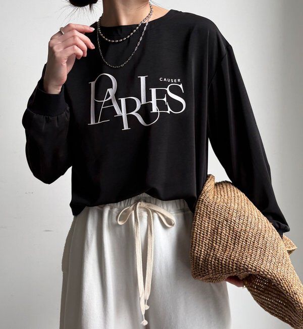  「【WEB限定】ブラウスロゴロンTEE」|Tシャツ・カットソー|ブラック