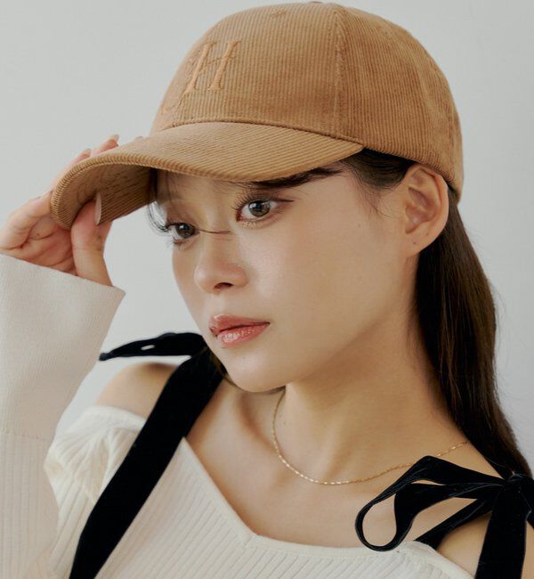  「コーデュロイロゴキャップ」|ハット|キャメル