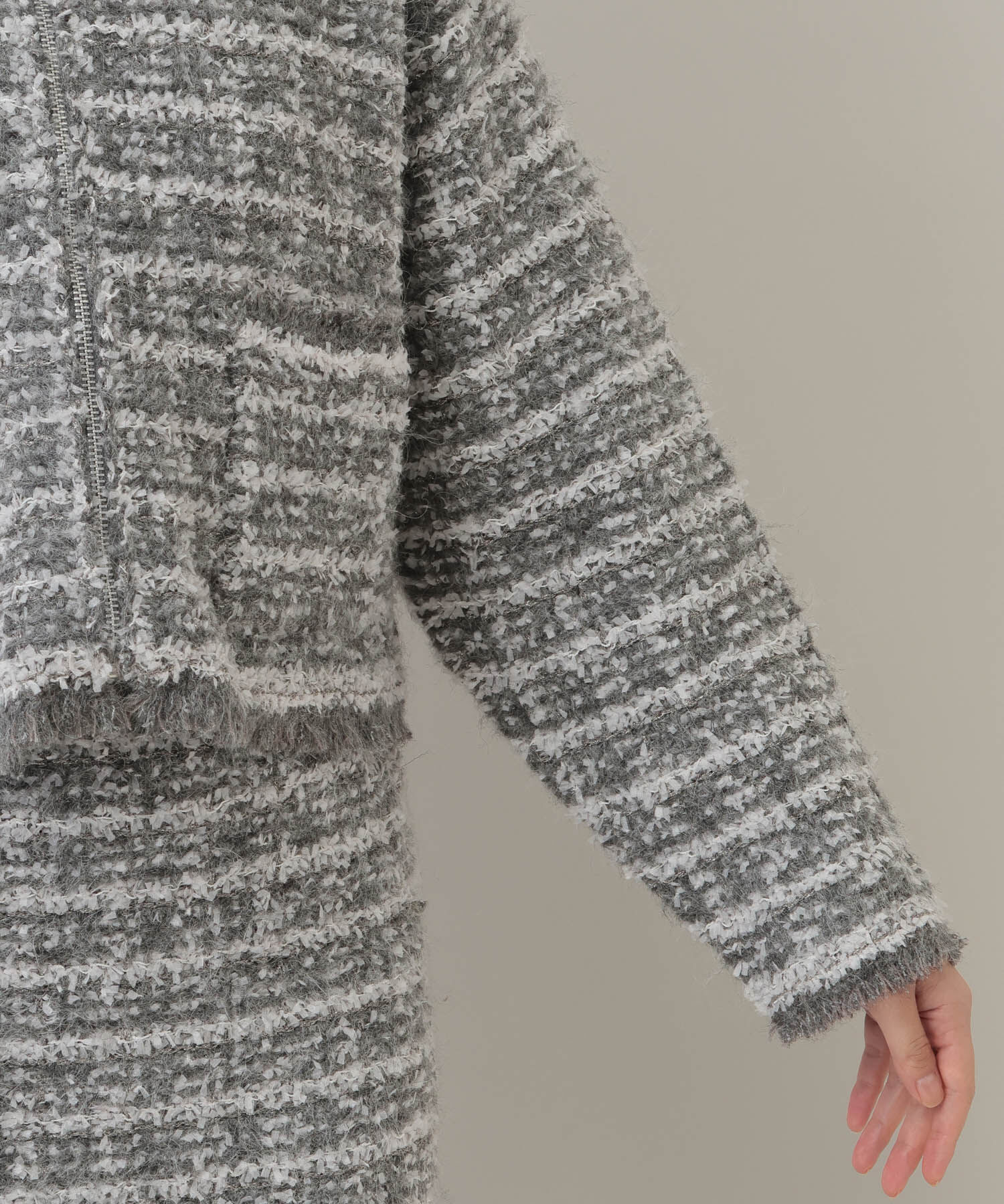  「【セットアップ対応】ツィードニットZIPカーディガン」|カーディガン|