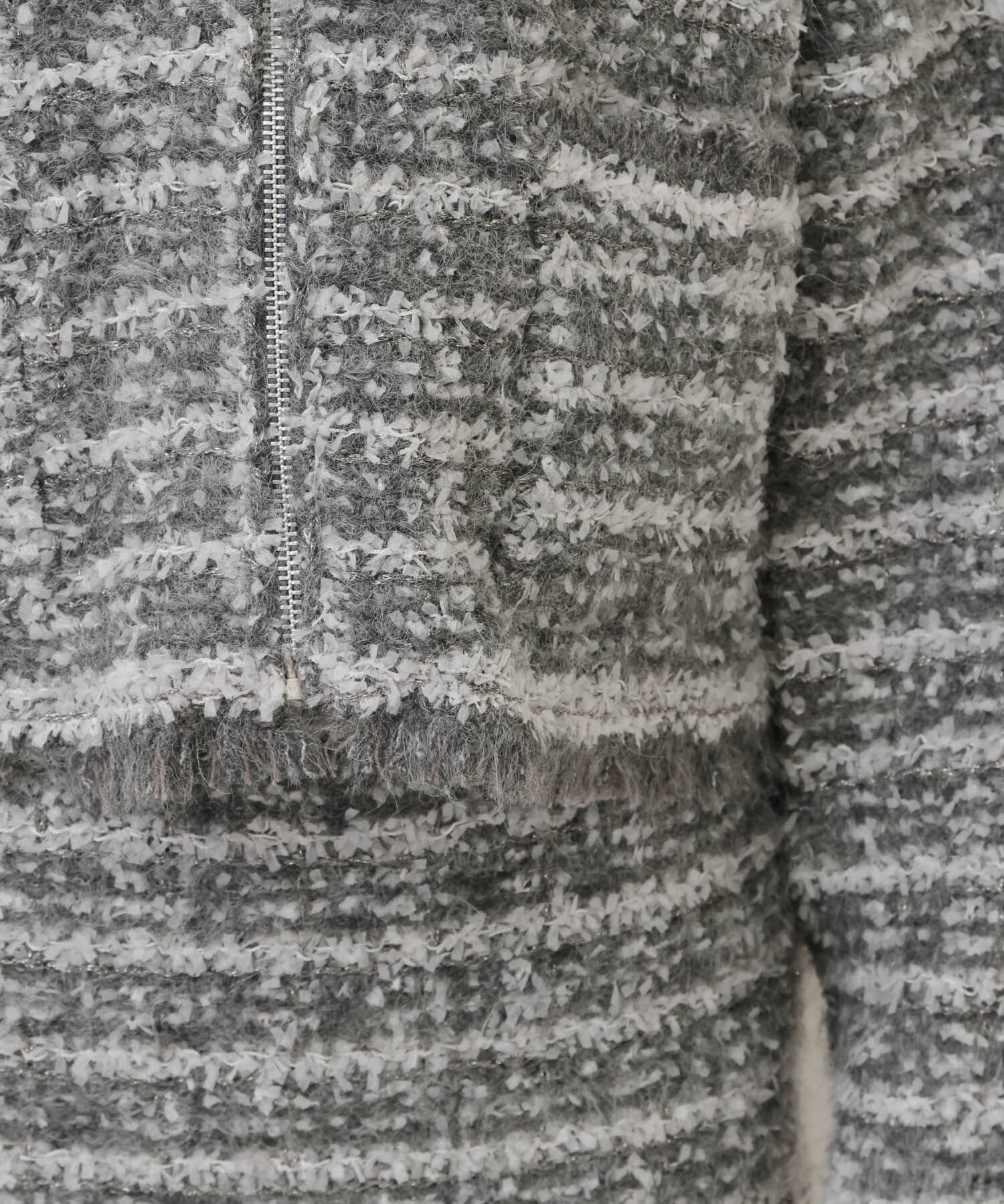  「【セットアップ対応】ツィードニットZIPカーディガン」|カーディガン|