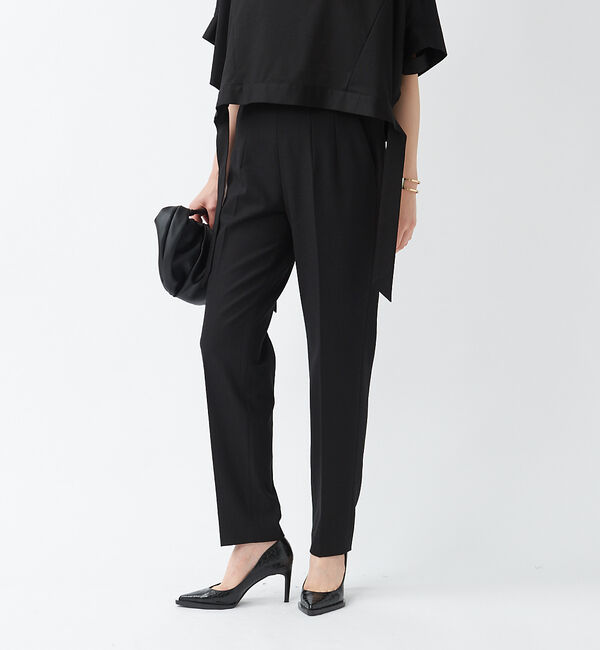 qualite「【セットアップ対応】スラブシャークスキンハイウエストパンツ」|その他|ブラック