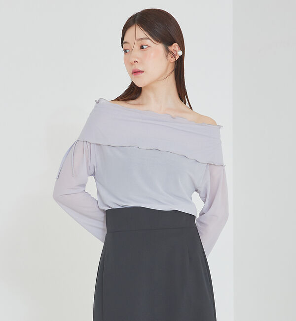 SELFIST「フリルオフショルシアーカットソー」|Tシャツ・カットソー|グレー