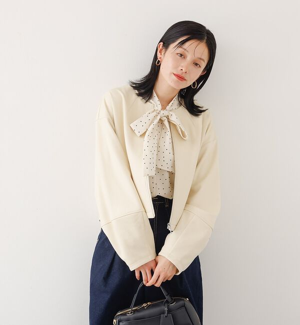 abahouse mavie「ソフトレザーライクジップブルゾン」|ブルゾン・スタジャン|