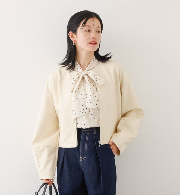 abahouse mavie「ソフトレザーライクジップブルゾン」|ブルゾン・スタジャン|