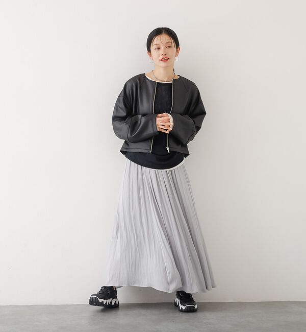 abahouse mavie「ソフトレザーライクジップブルゾン」|ブルゾン・スタジャン|