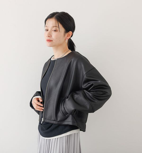 abahouse mavie「ソフトレザーライクジップブルゾン」|ブルゾン・スタジャン|