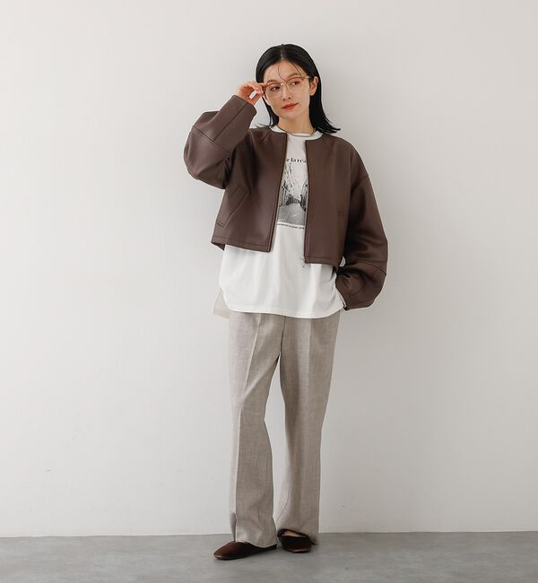 abahouse mavie「ソフトレザーライクジップブルゾン」|ブルゾン・スタジャン|