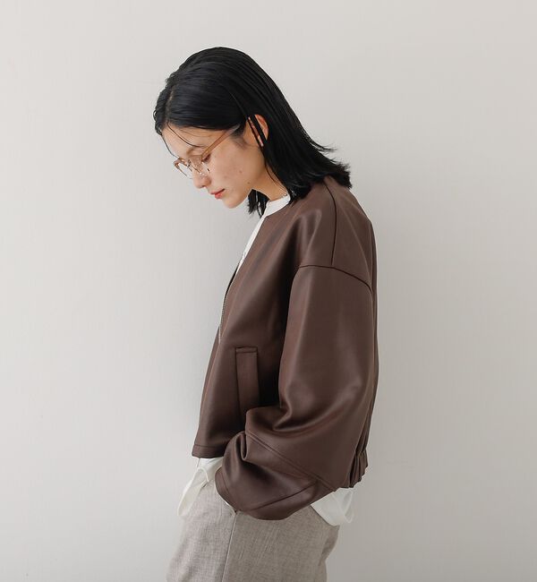 abahouse mavie「ソフトレザーライクジップブルゾン」|ブルゾン・スタジャン|