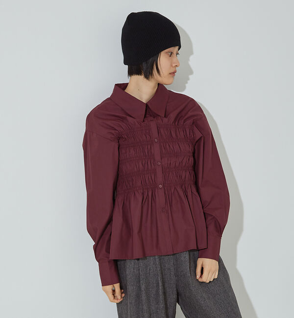 NOMINE「ビスチェ風 シャーリング シャツ」|シャツ・ブラウス|