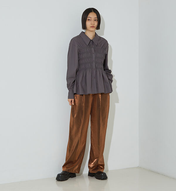 NOMINE「ビスチェ風 シャーリング シャツ」|シャツ・ブラウス|