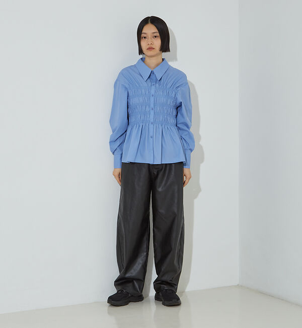 NOMINE「ビスチェ風 シャーリング シャツ」|シャツ・ブラウス|