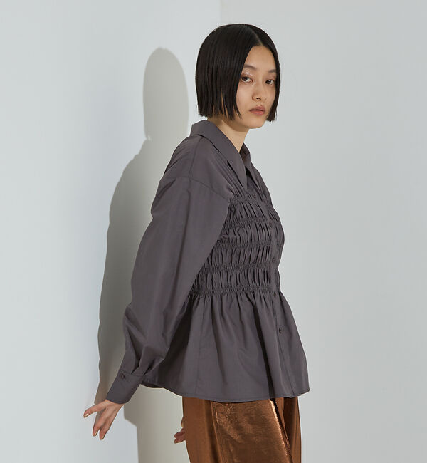 NOMINE「ビスチェ風 シャーリング シャツ」|シャツ・ブラウス|