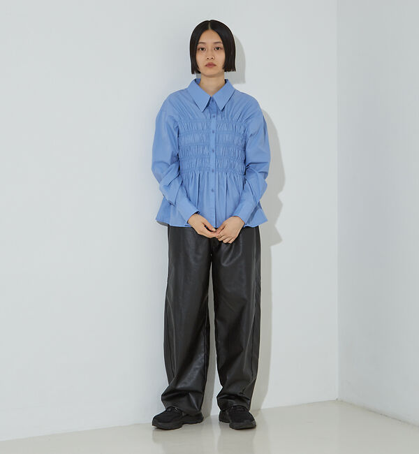 NOMINE「ビスチェ風 シャーリング シャツ」|シャツ・ブラウス|