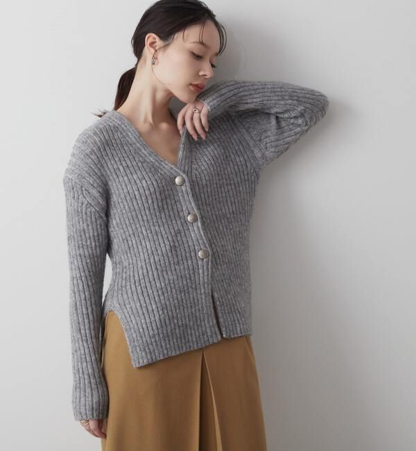 Liesse「モヘア混ニットカーディガン」|ニット・セーター|杢グレー