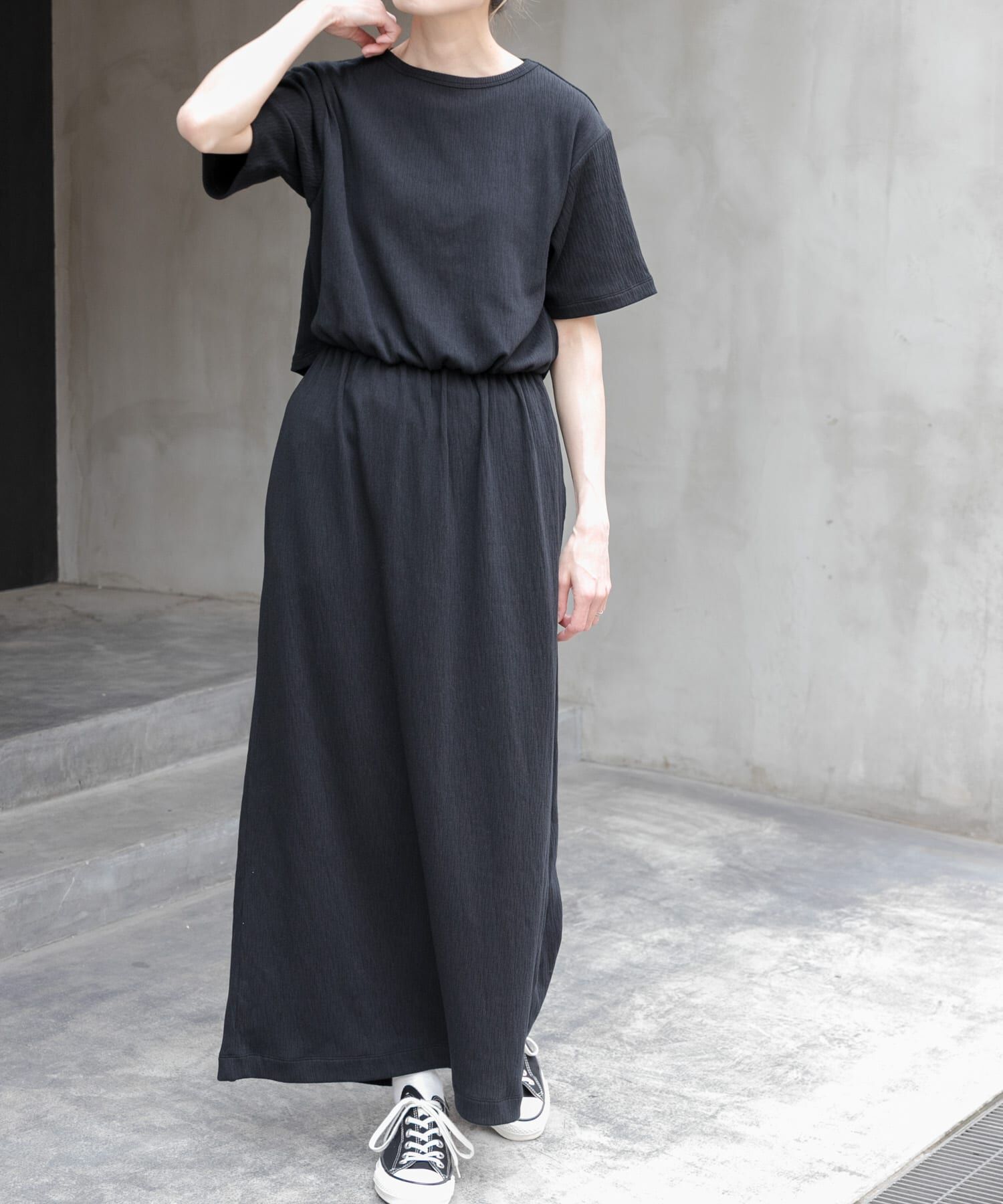 URBAN RESEARCH DOORS「FORK&SPOON　バックレイヤードカットソーワンピース」|ワンピース|ブラック