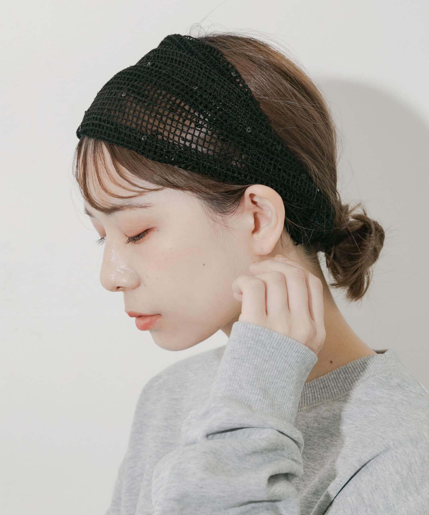 SMELLY「スパンコールメッシュヘアターバン」|ヘアバンド|