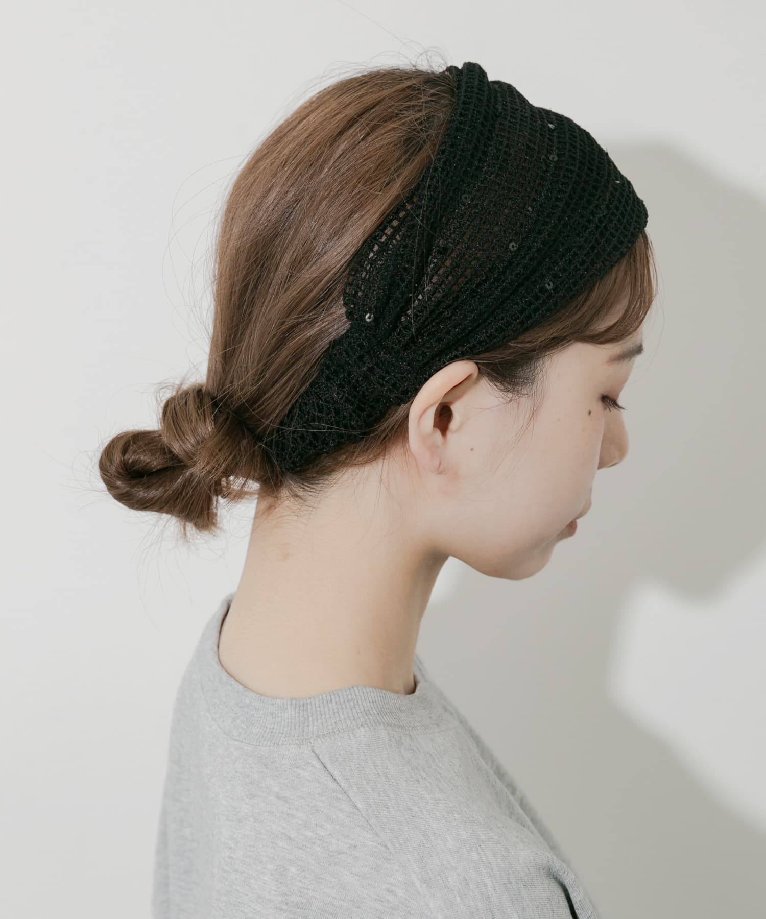 SMELLY「スパンコールメッシュヘアターバン」|ヘアバンド|