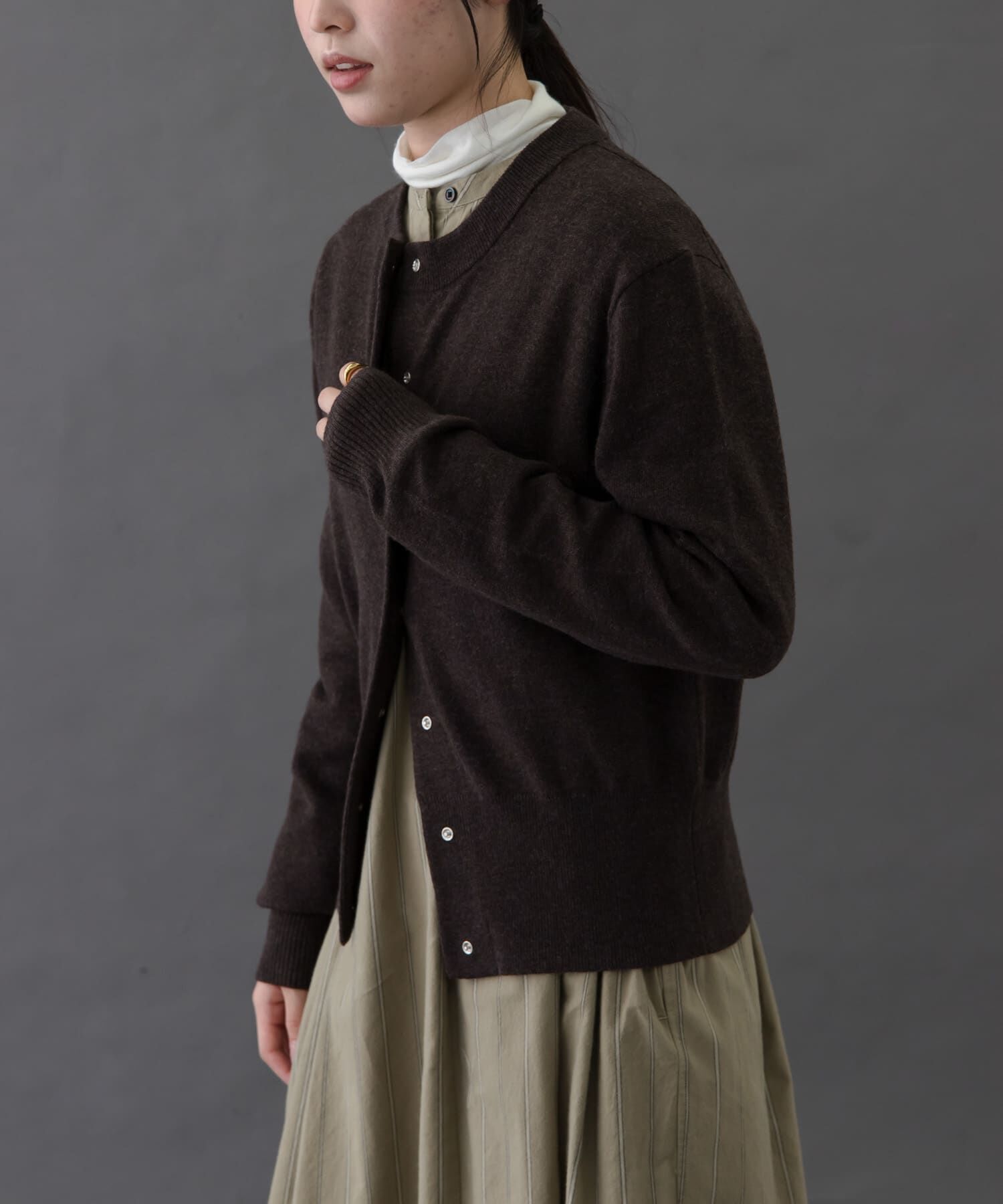 URBAN RESEARCH DOORS「FORK&SPOON　ミラージュクルーネックニットカーディガン」|カーディガン|