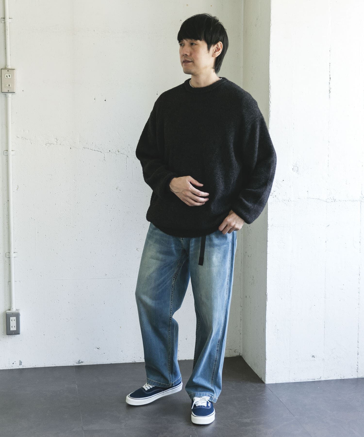 URBAN RESEARCH DOORS「メランジシャギー クルーネックニット」|ニット・セーター|