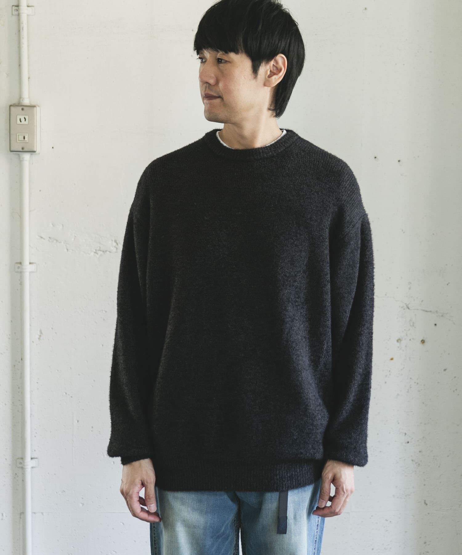 URBAN RESEARCH DOORS「メランジシャギー クルーネックニット」|ニット・セーター|