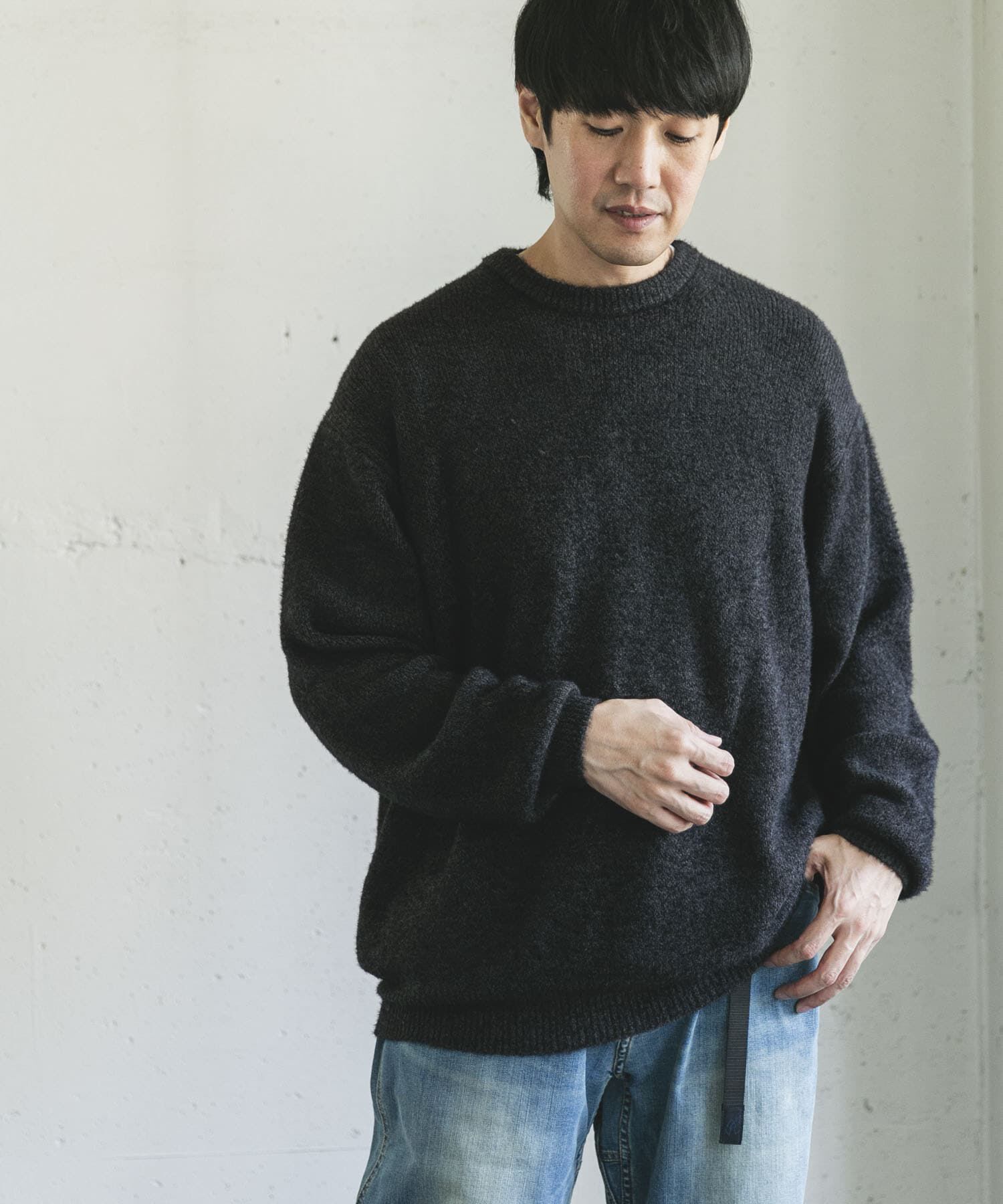 URBAN RESEARCH DOORS「メランジシャギー クルーネックニット」|ニット・セーター|