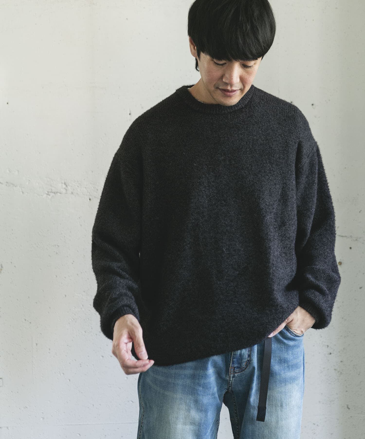 URBAN RESEARCH DOORS「メランジシャギー クルーネックニット」|ニット・セーター|