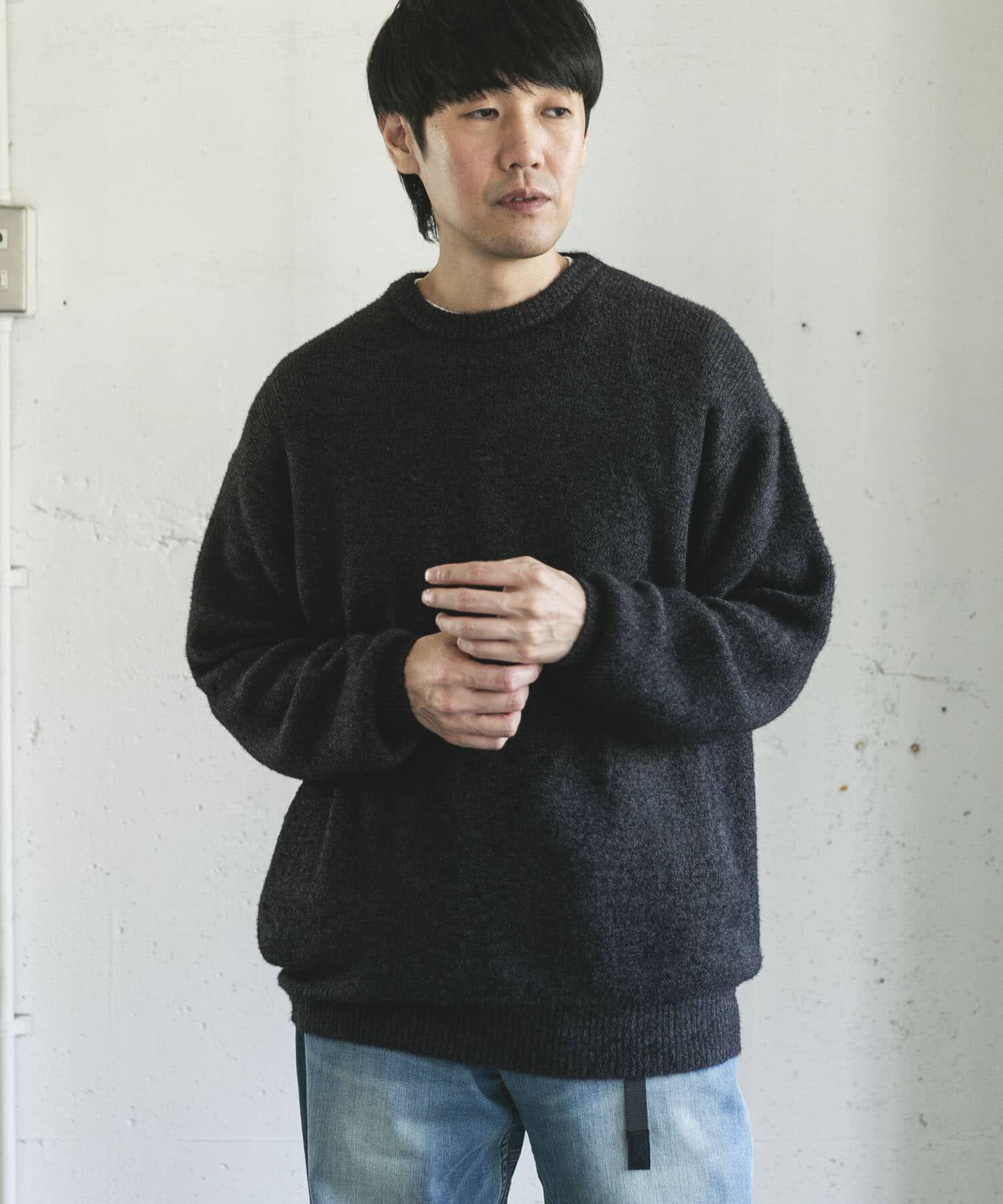 URBAN RESEARCH DOORS「メランジシャギー クルーネックニット」|ニット・セーター|