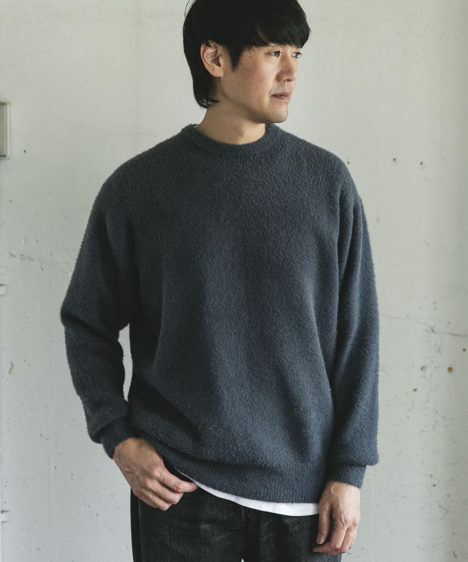URBAN RESEARCH DOORS「メランジシャギー クルーネックニット」|ニット・セーター|
