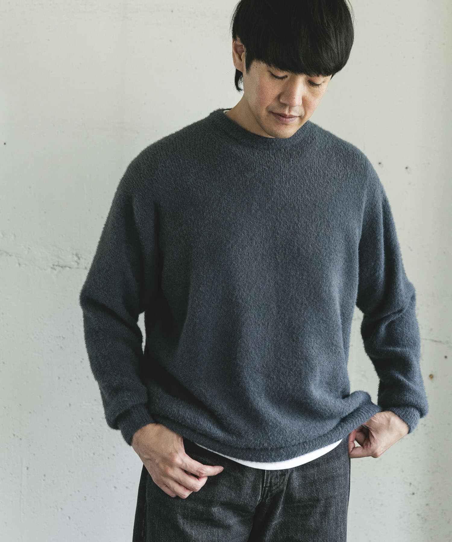 URBAN RESEARCH DOORS「メランジシャギー クルーネックニット」|ニット・セーター|