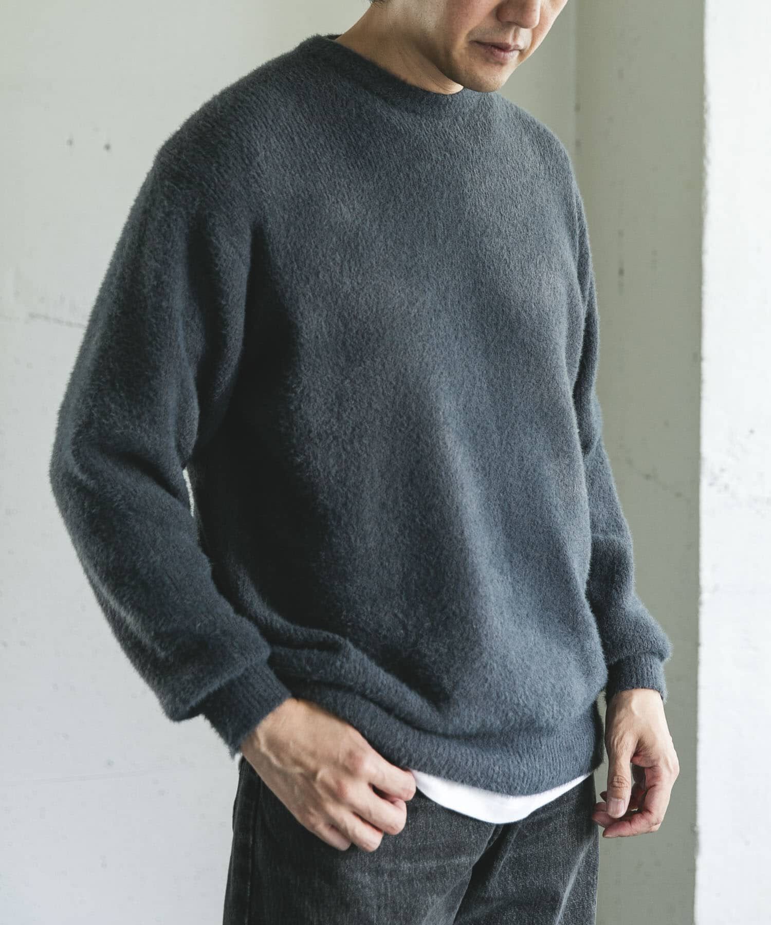 URBAN RESEARCH DOORS「メランジシャギー クルーネックニット」|ニット・セーター|