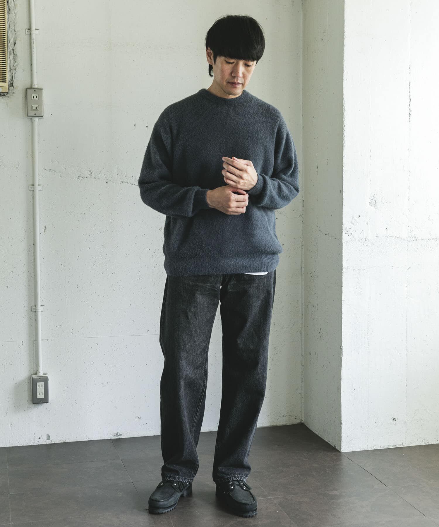 URBAN RESEARCH DOORS「メランジシャギー クルーネックニット」|ニット・セーター|