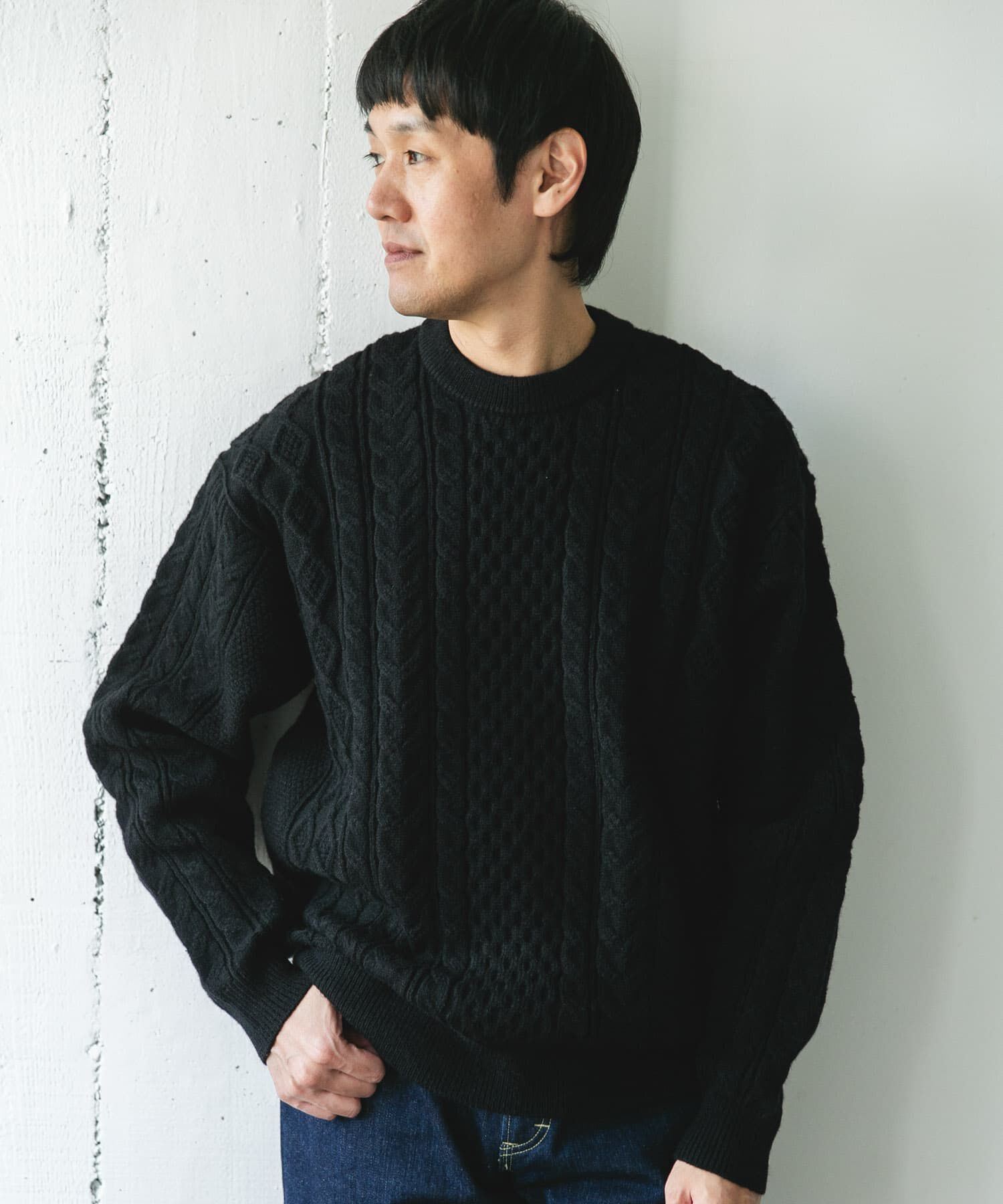 URBAN RESEARCH DOORS「アランニットクルーネックプルオーバー」|ニット・セーター|