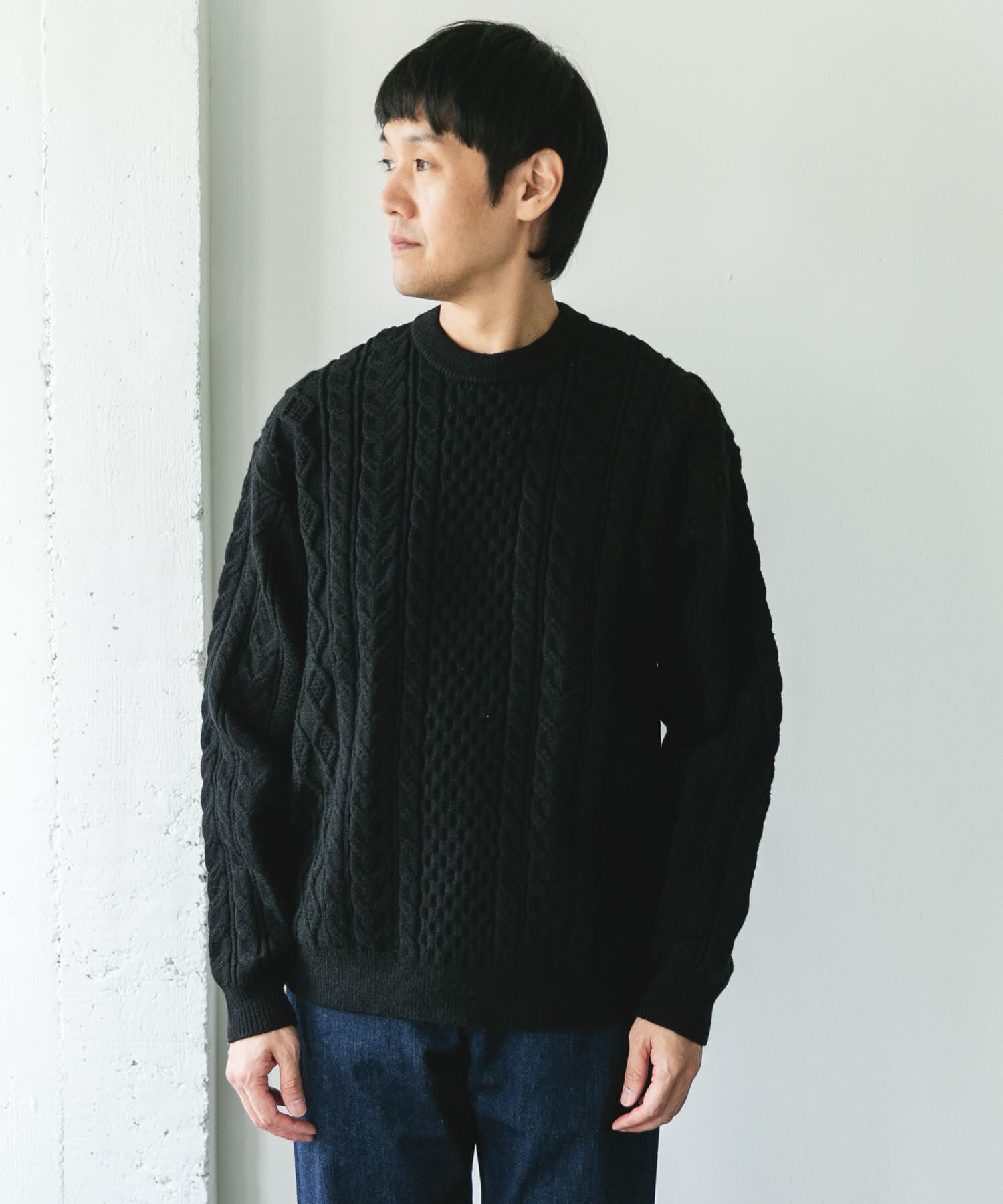 URBAN RESEARCH DOORS「アランニットクルーネックプルオーバー」|ニット・セーター|