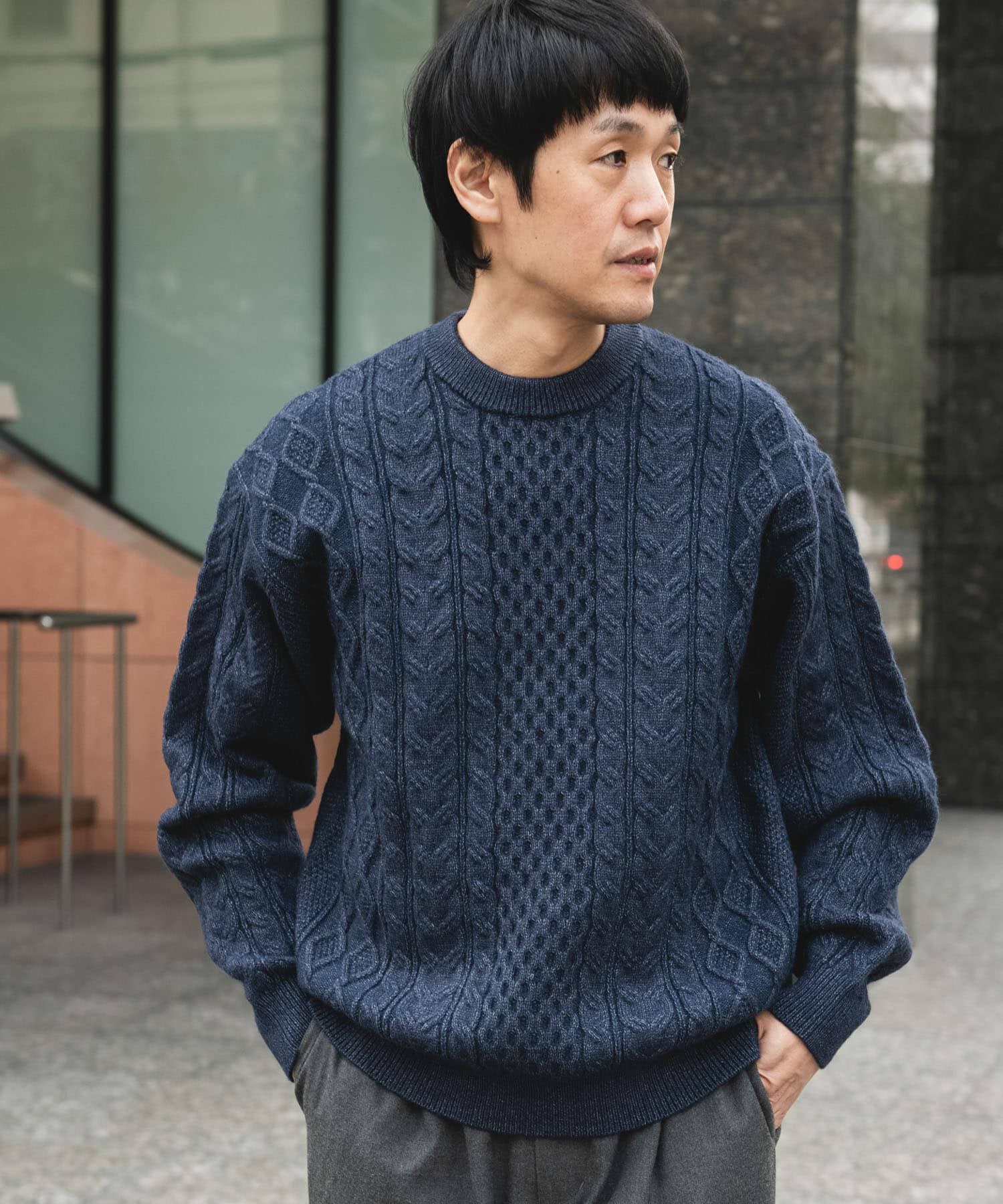 URBAN RESEARCH DOORS「アランニットクルーネックプルオーバー」|ニット・セーター|