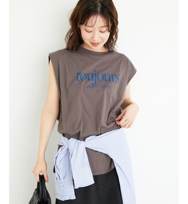  「toujoursロゴプリントフレンチTシャツ」|Tシャツ・カットソー|