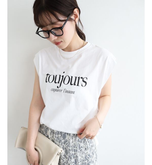  「toujoursロゴプリントフレンチTシャツ」|Tシャツ・カットソー|