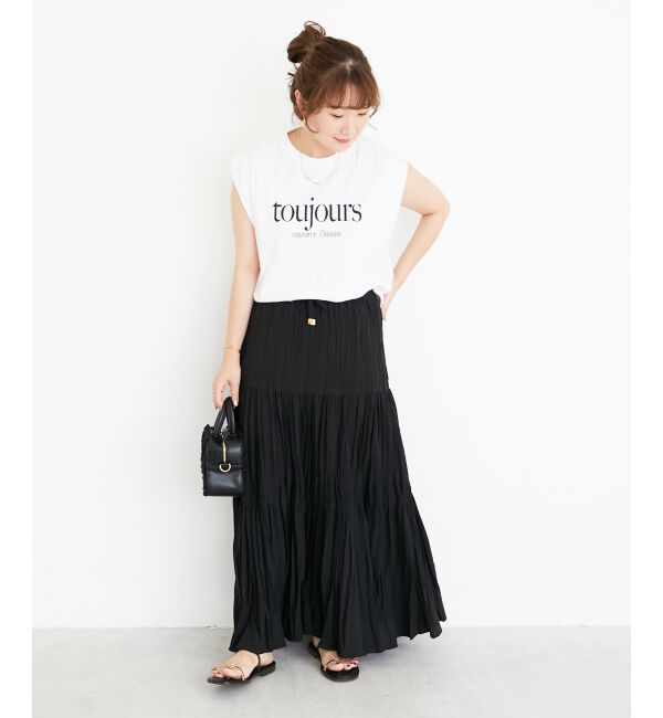  「toujoursロゴプリントフレンチTシャツ」|Tシャツ・カットソー|