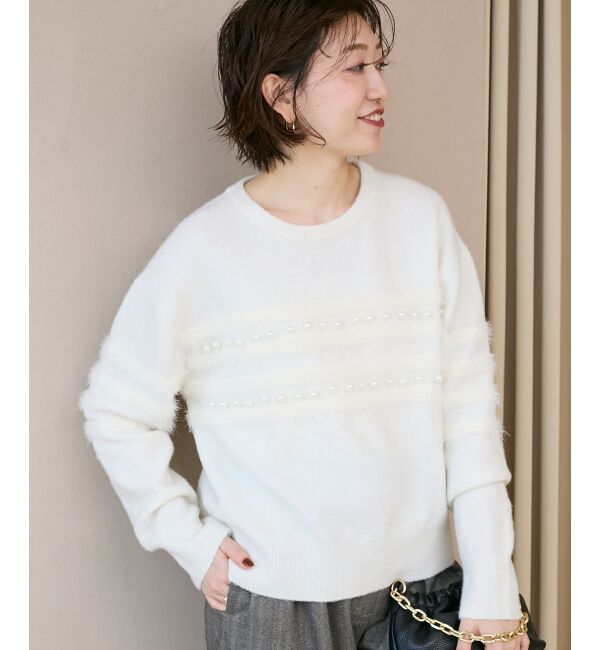  「パール&times;シャギーニット」|ニット・セーター|