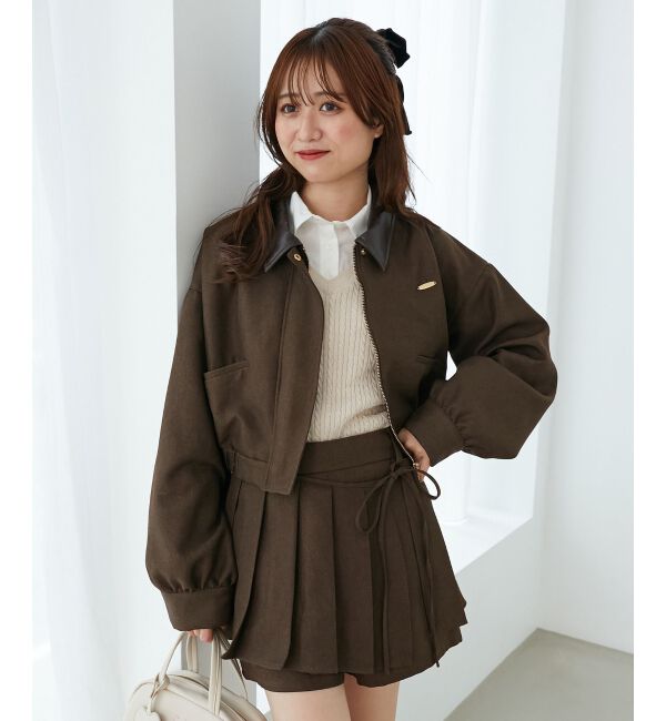  「プリーツデザインショートパンツ」|その他|ブラウン